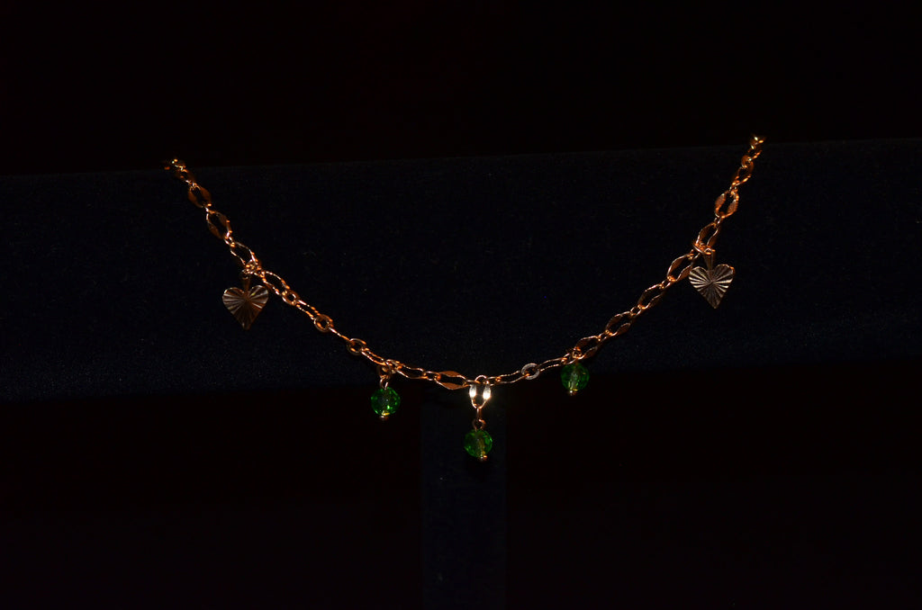 Green heart anklet