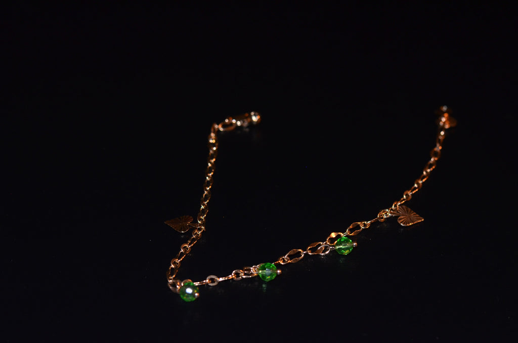 Green heart anklet
