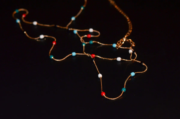 Red , blue and white  gold belly Chain