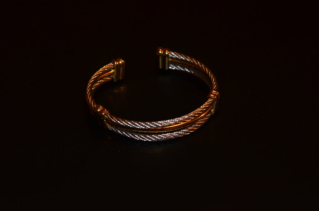 One gold and silver bangle