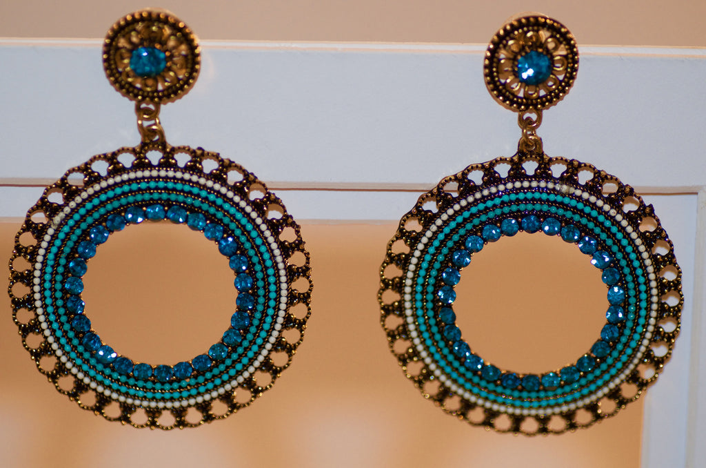 Dark Teal Hoop Earring