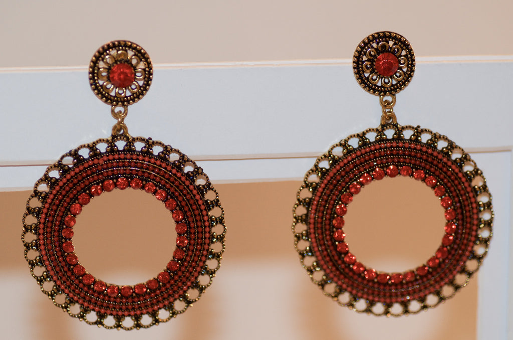 Antique Red hoop earring