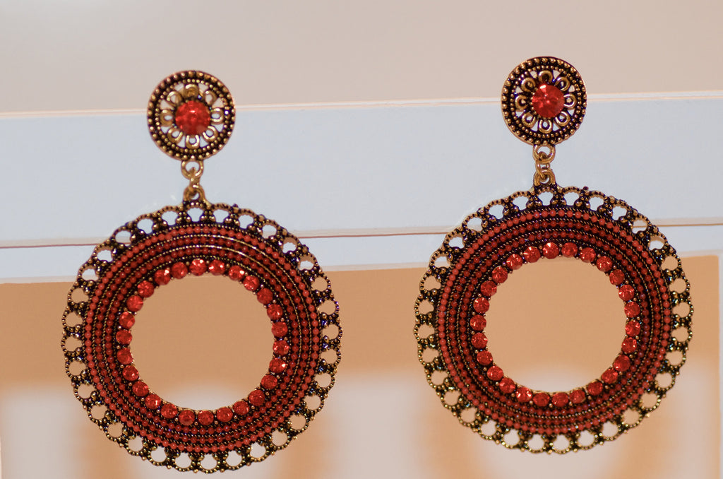 Antique Red hoop earring