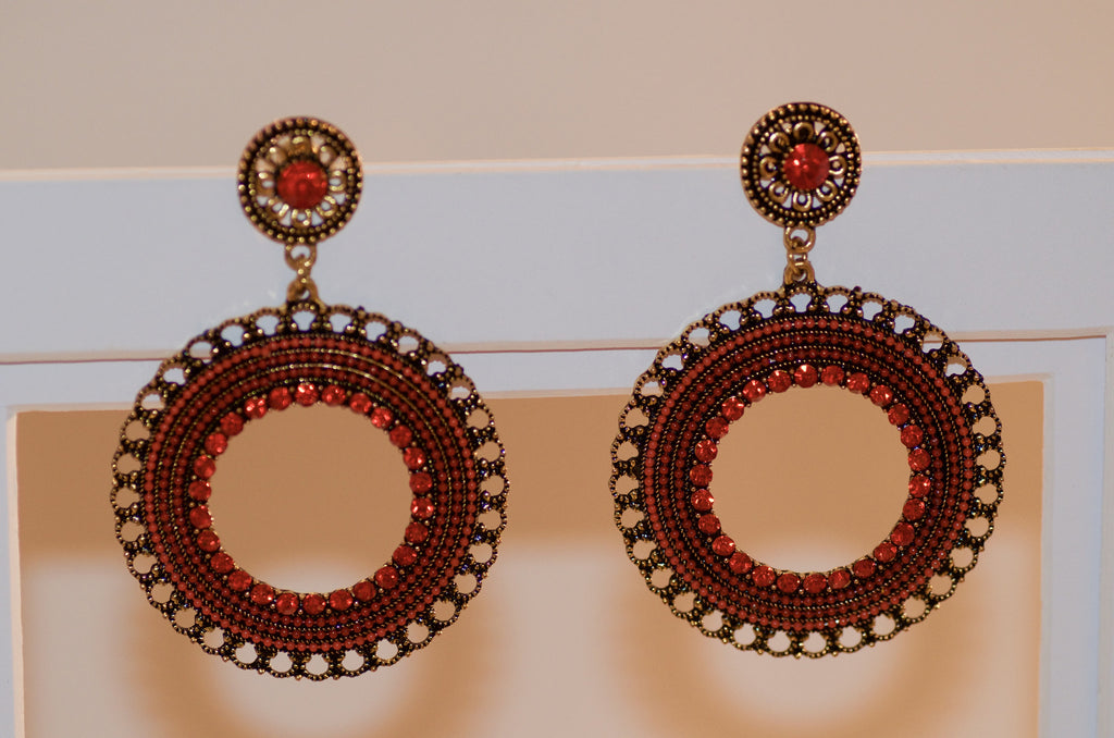 Antique Red hoop earring