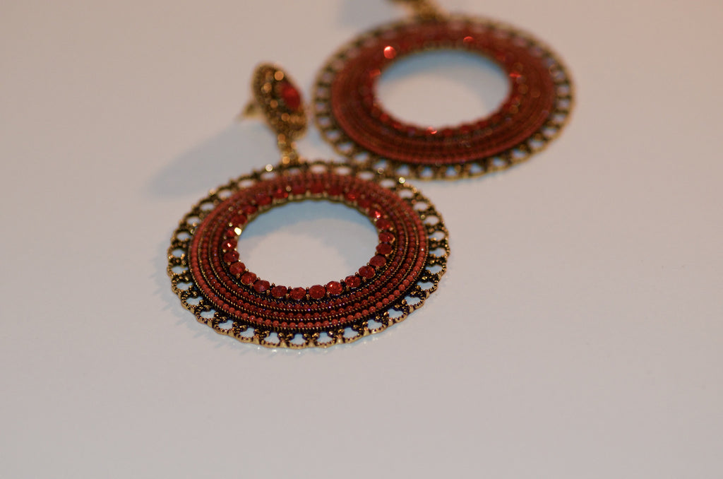 Antique Red hoop earring