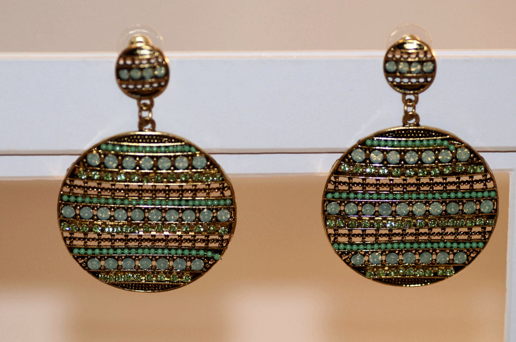Beaded green and gold  earring