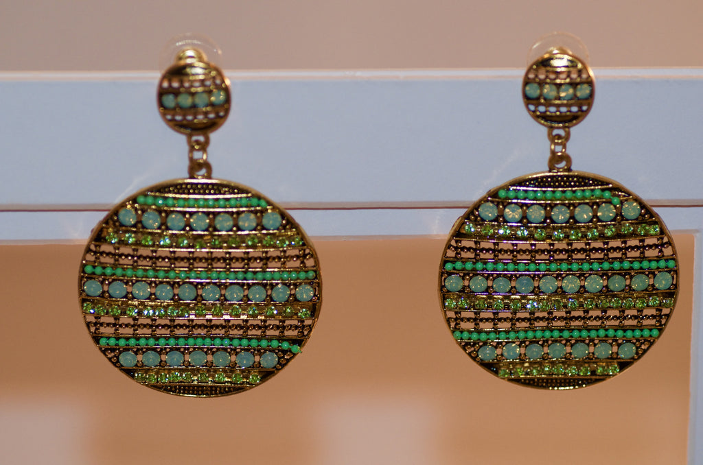 Beaded green and gold  earring
