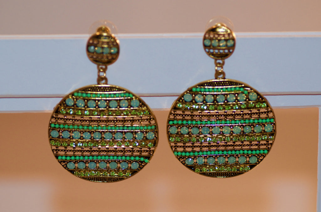 Beaded green and gold  earring