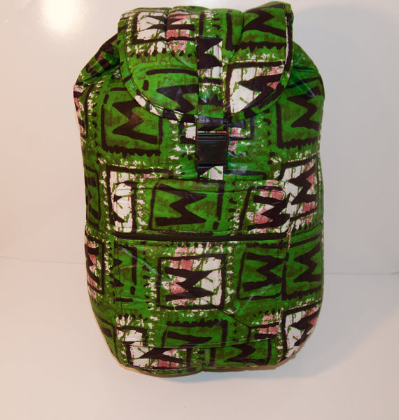 Zula green African Print backpack