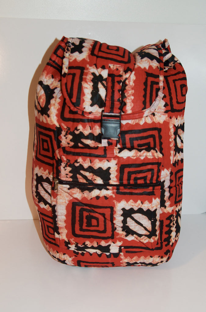 Zula red African print backpack
