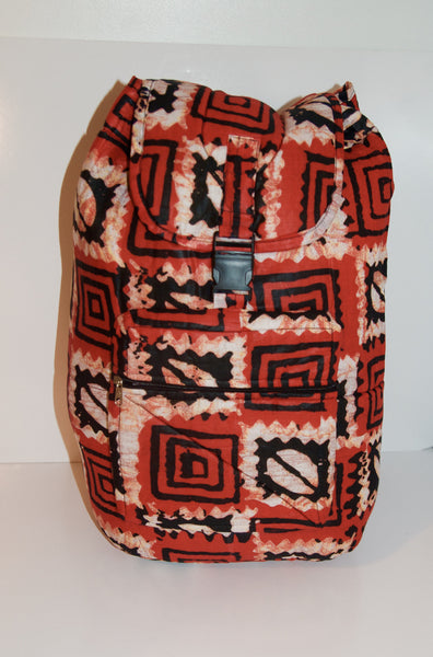 Zula red African print backpack
