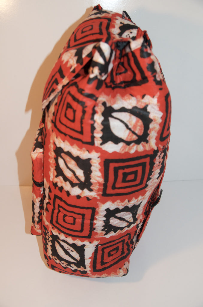 Zula red African print backpack