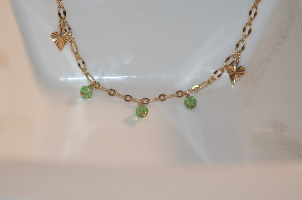 Green heart anklet