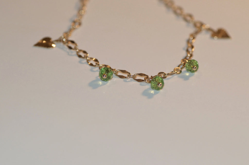 Green heart anklet