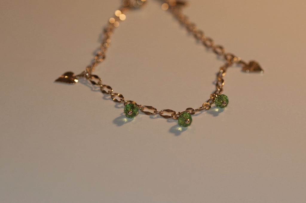 Green heart anklet