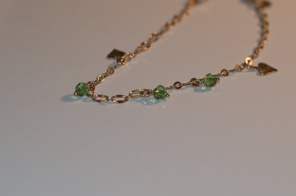 Green heart anklet
