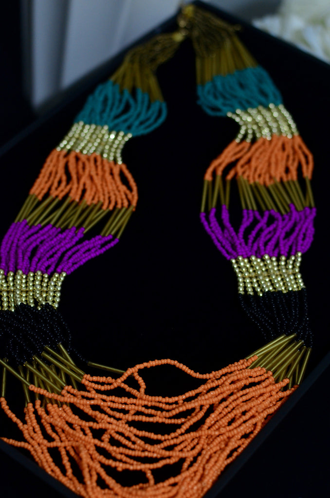 Tribal multicolor beaded  Necklace