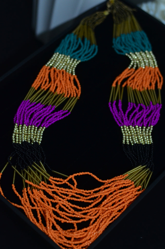 Tribal multicolor beaded  Necklace