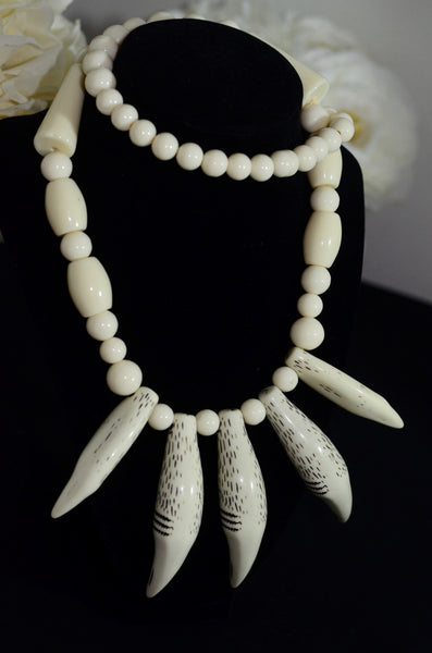 White Tribal Necklace