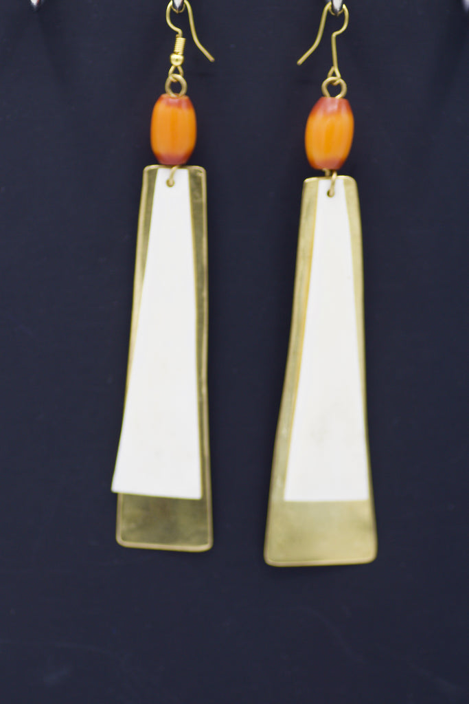 Orange drop earring