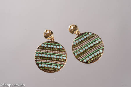 Beaded green and gold  earring