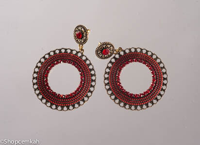 Antique Red hoop earring