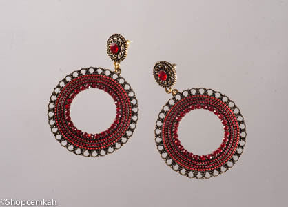 Antique Red hoop earring